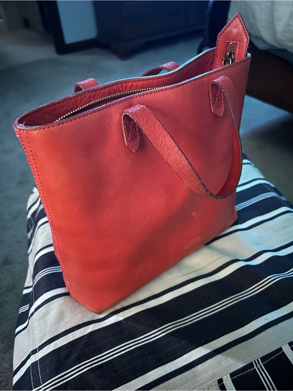 Madewell Leather Zip-Top Tote